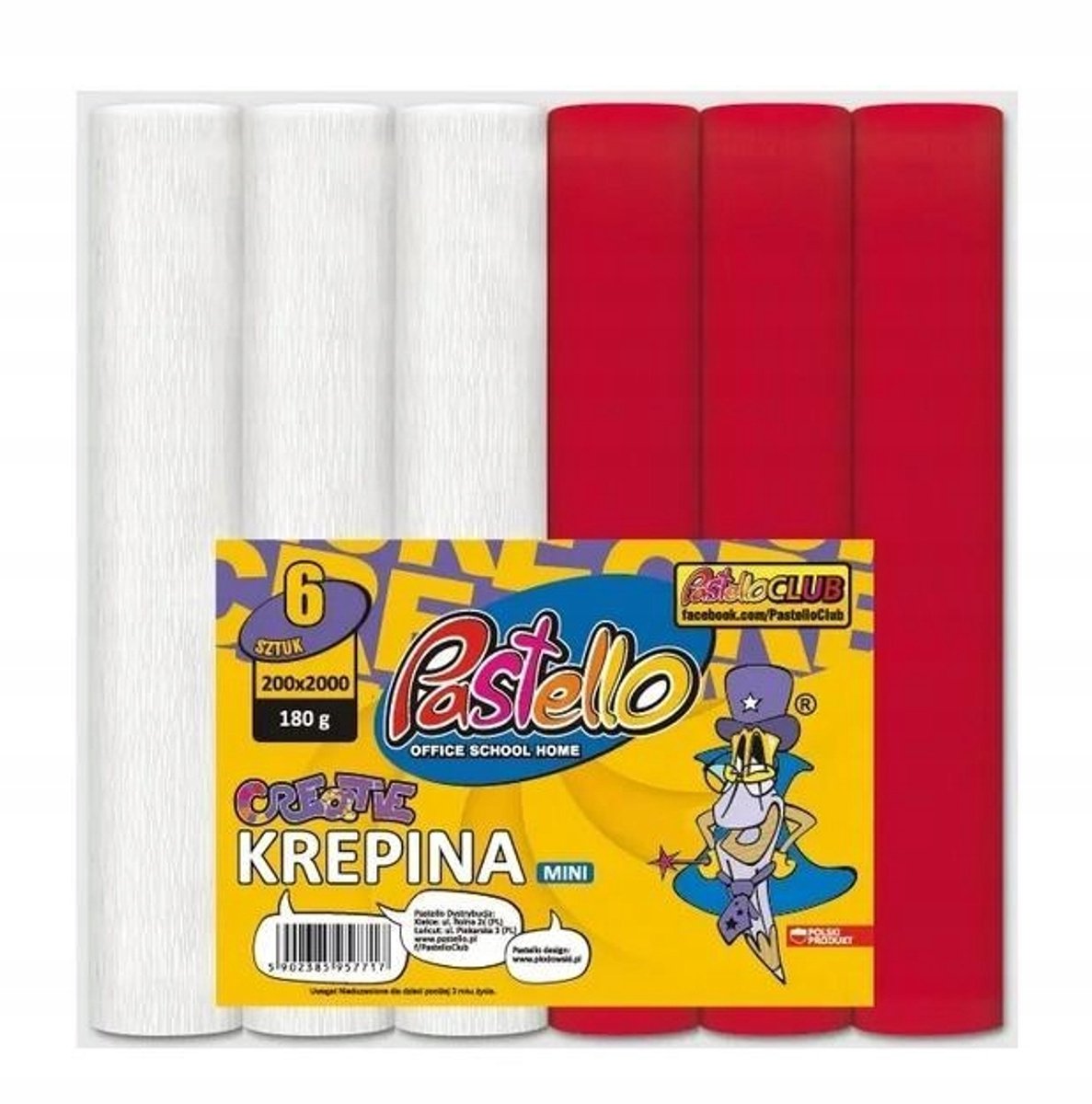 Mini Kreppapier 20x250cm Wit-Rood 6 Stuks - Merkloos