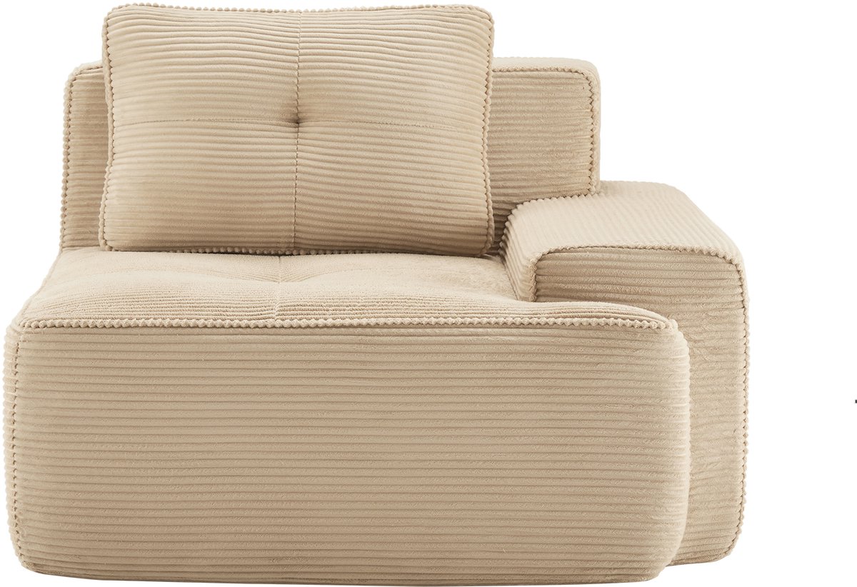 Modulair corduroy bankstel met kussen - Voor woonkamer en lounge - 2- tot 4-zits - Beige corduroy - Cloud zitcomfort met diepe zit 74 cm - Montagevrij en antislip - Huisdiervriendelijk en ademend