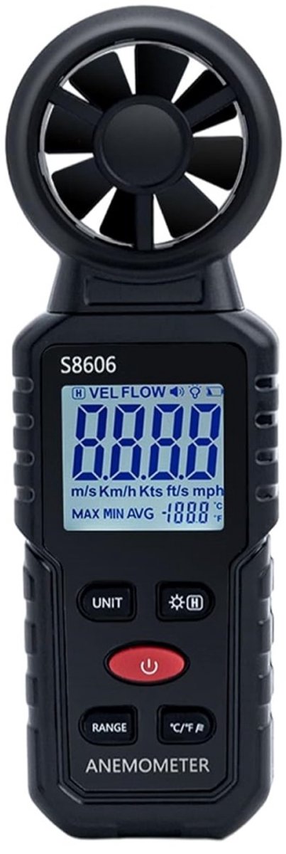 GELLDG 3-in-1 draagbare digitale anemometer/windsnelheidsmeter - Geschikt voor het meten van windsnelheid, temperatuur en gevoelstemperatuur - Geschikt voor HVAC, drones, navigatie en visserij