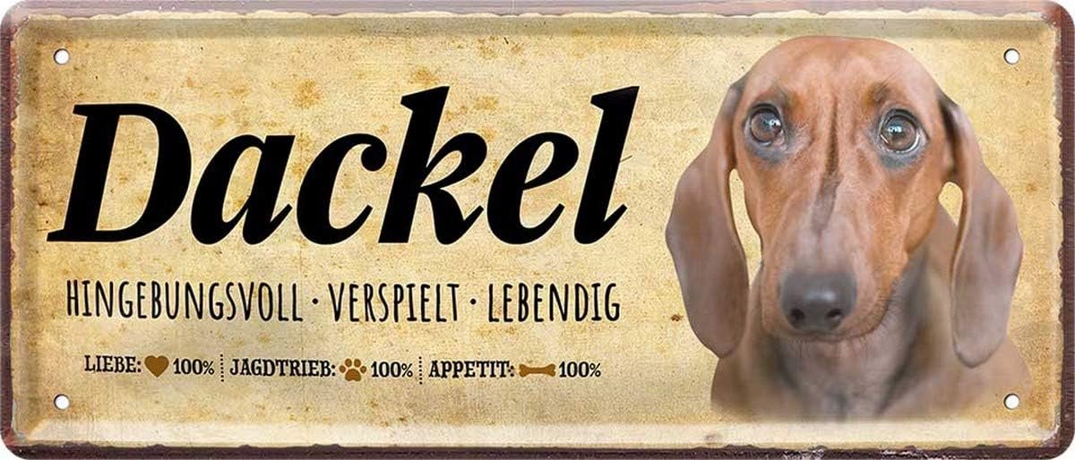 N / A dachshund dog stitch letter Dog 28 x 12 cm deco spell metal plate tins - ShopVlot