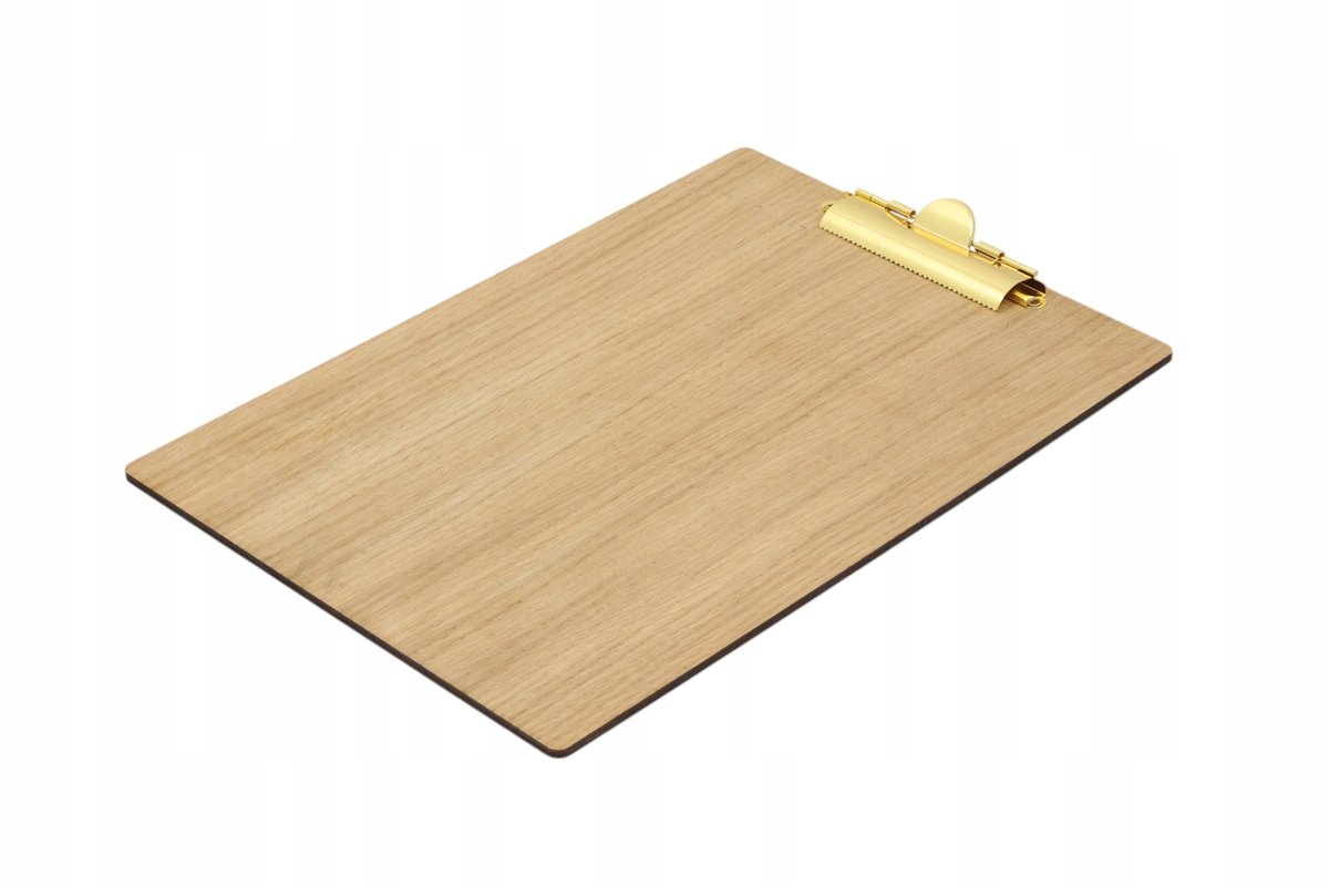 Houten Klembord Eikenhout A5 met Gouden Clip