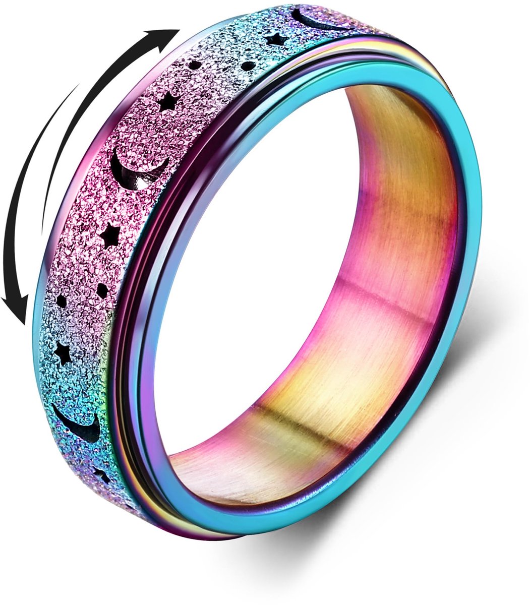 Diamday Angstringen spinnerringen voor stress- en angstverlichting, friemelringen voor dames en heren, roestvrijstalen - ShopVlot