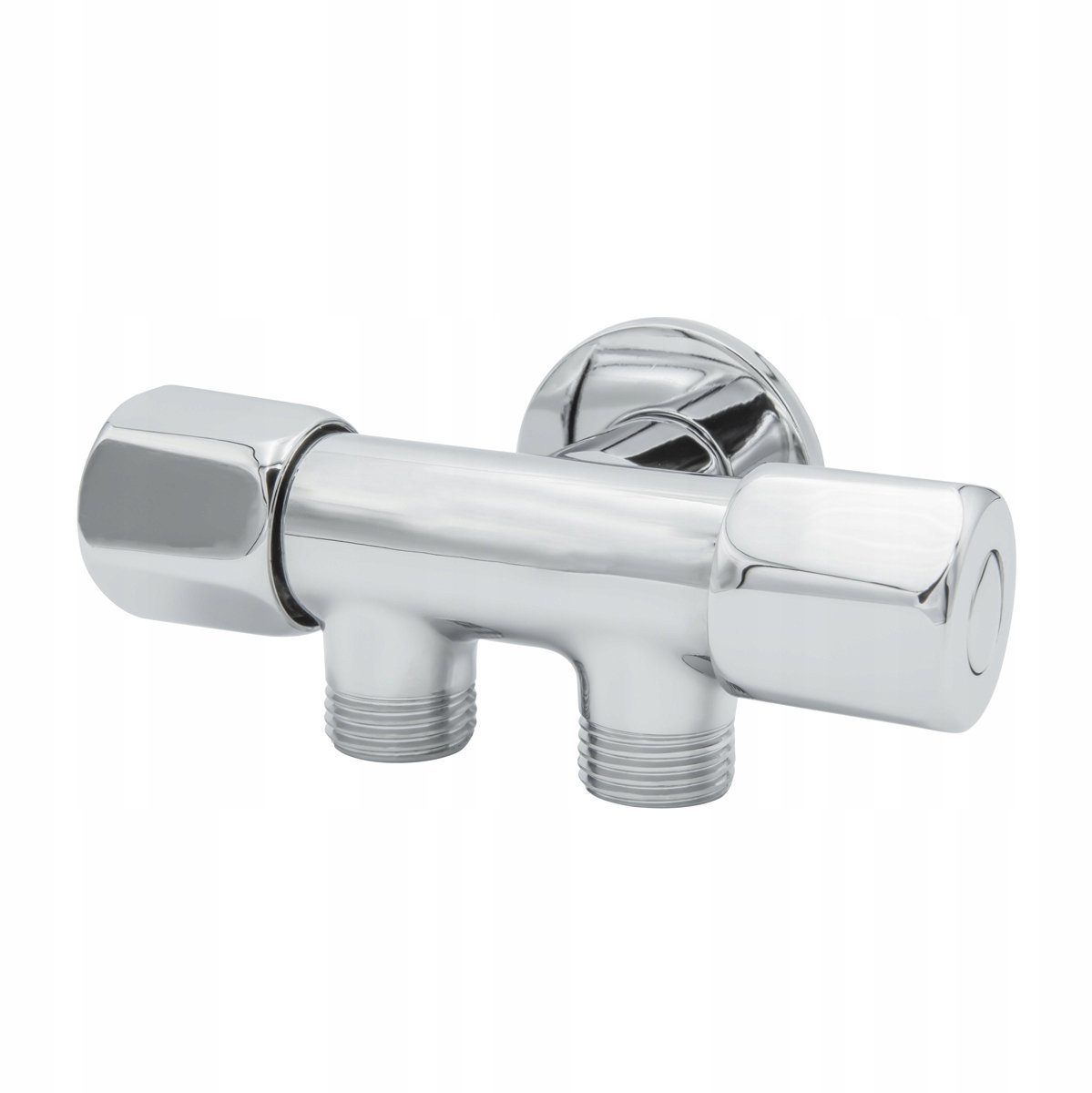 Dubbele Hoekwaterkraan 3x1/2' Messing Chroom - Inclusief Rozet