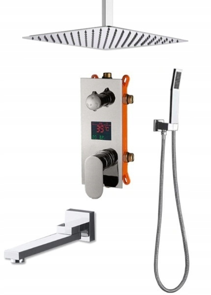 Onderbouw Doucheset met Regendouche, Uitloop & Temperatuurdisplay