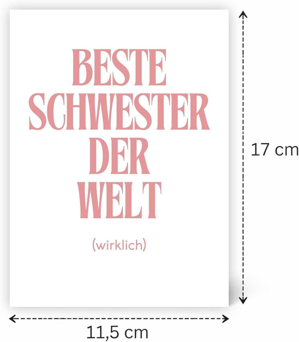 MAVANTO Beste Schwester der Welt (echt) - Grappige wenskaart met envelop, verjaardagskaart voor zus - ShopVlot