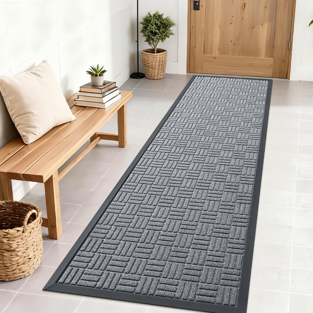 Olanly Deurmat - Antislip Deurmat - schoonloopmat - Buitenmat - 58x180cm - Steenkoolgrijs