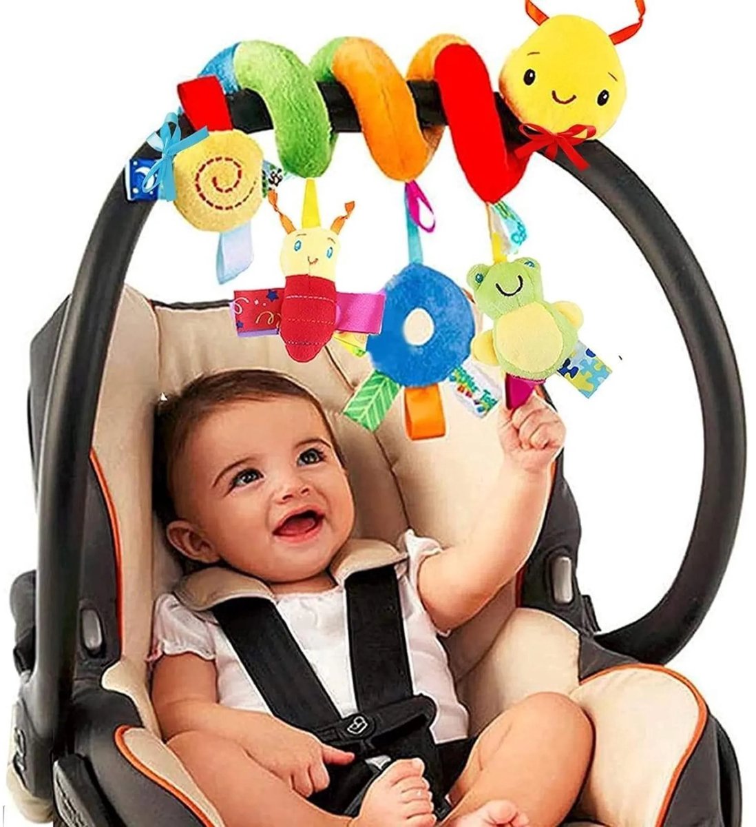 Casalora Box Spiraal Speelgoed Baby – Babybox/Kinderwagen – 0 Jaar voor Autostoelspeeltje Jongen & Meisje – Activiteitenspiraal Knuffel