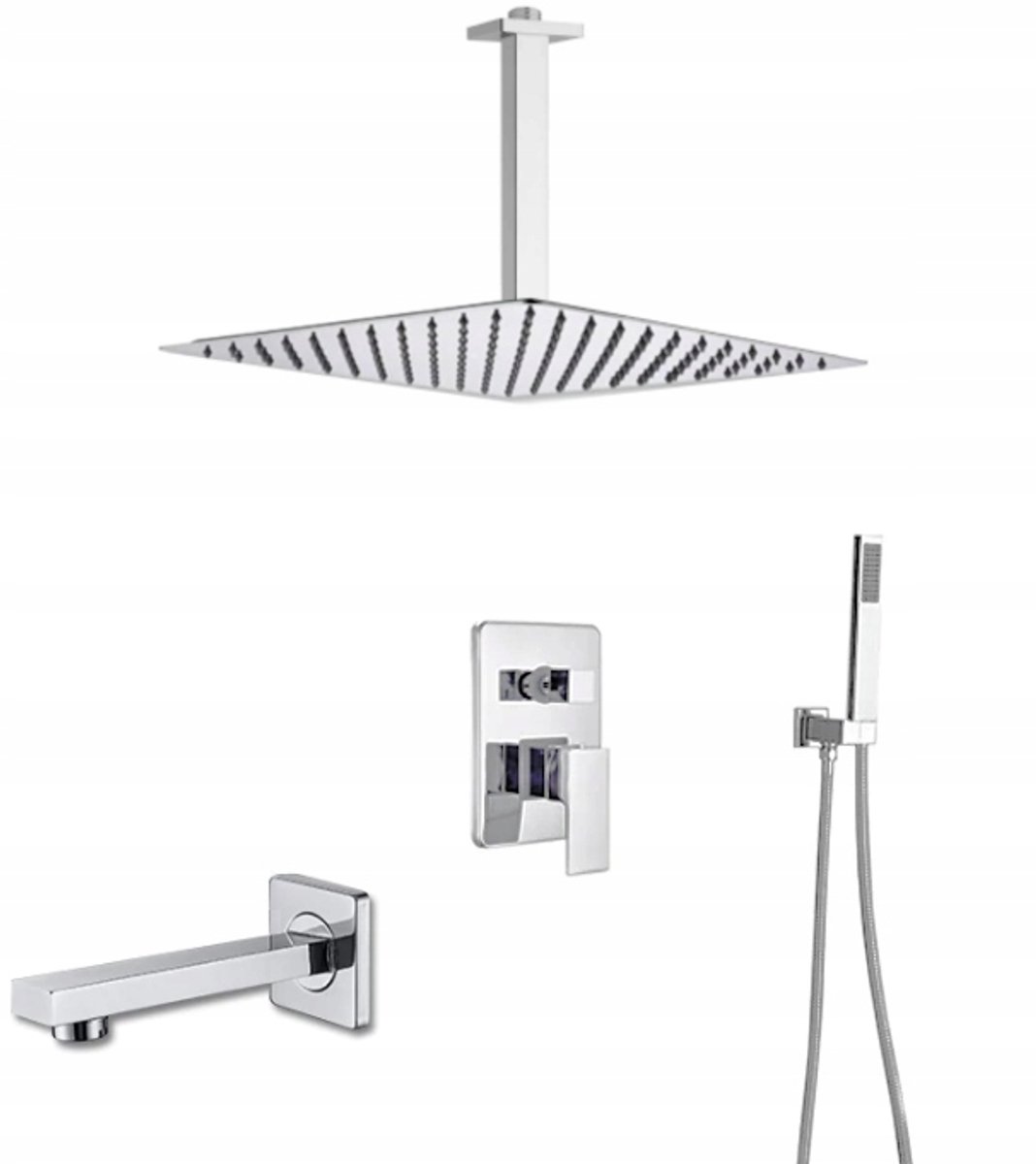 Inbouw Doucheset met Regendouche 40cm, Handdouche & Kraan