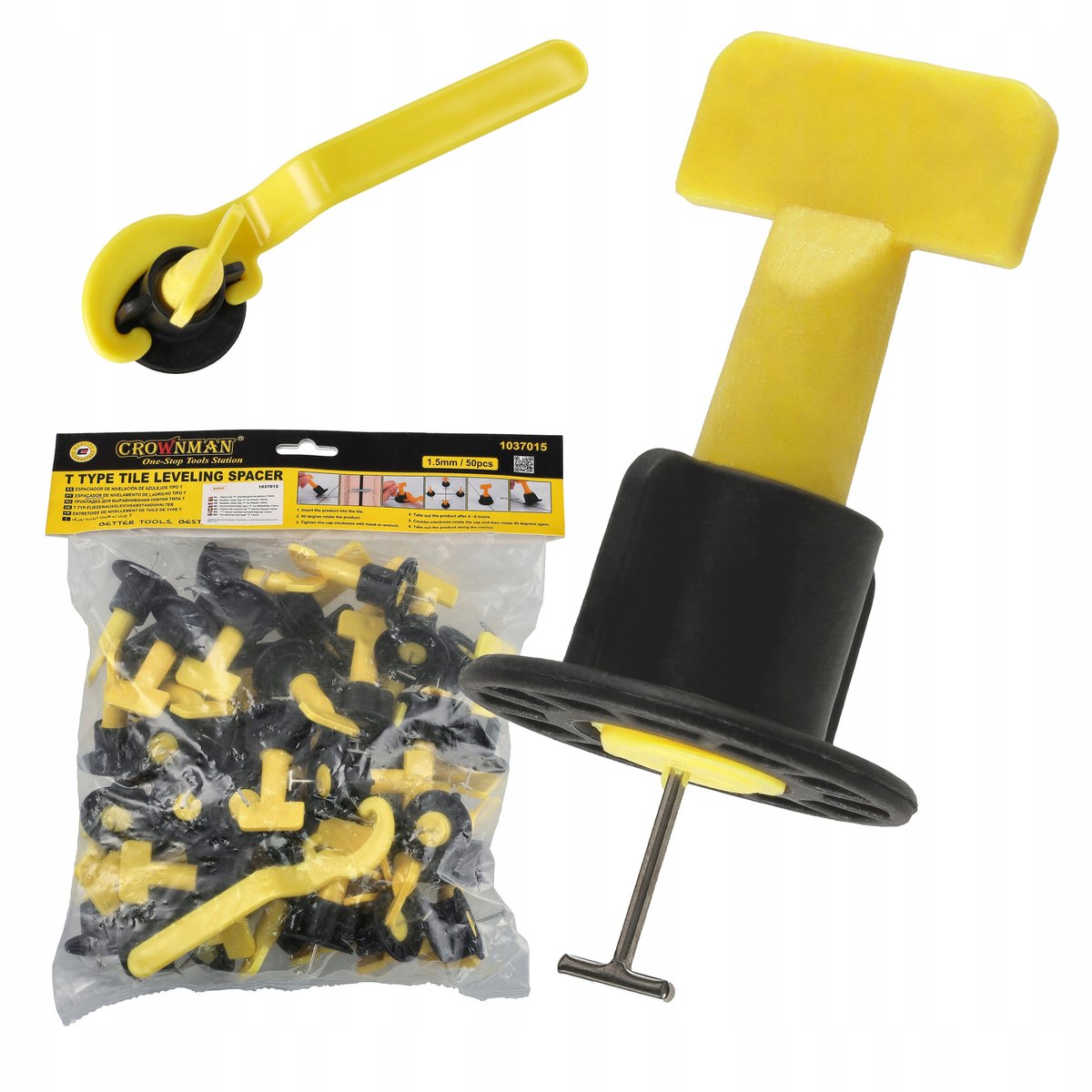 Merkloos Tegel Leveller Systeem: 50 Clips, 1.5mm & Sleutel
