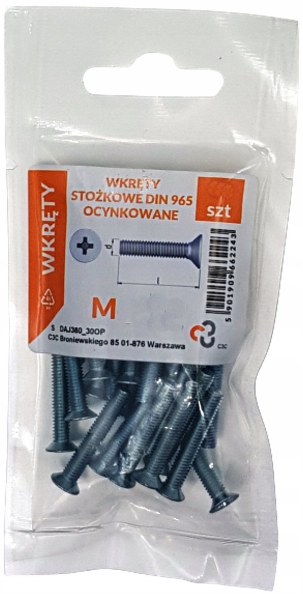 M5x16 Gegalvaniseerde kegelmokken DIN 965 - 20 stuks