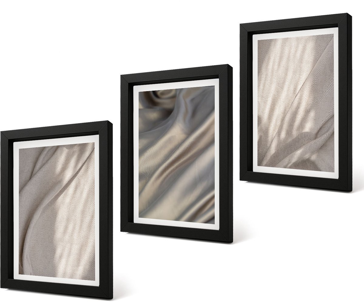 Coloray 4-Delige Schilderij Set - Natuurlijke textielstructuren van dichtbij - Boho - 20 x 30 cm - Wanddecoratie - Schilderijen Set - Interieur - Moderne Wanddecoratie