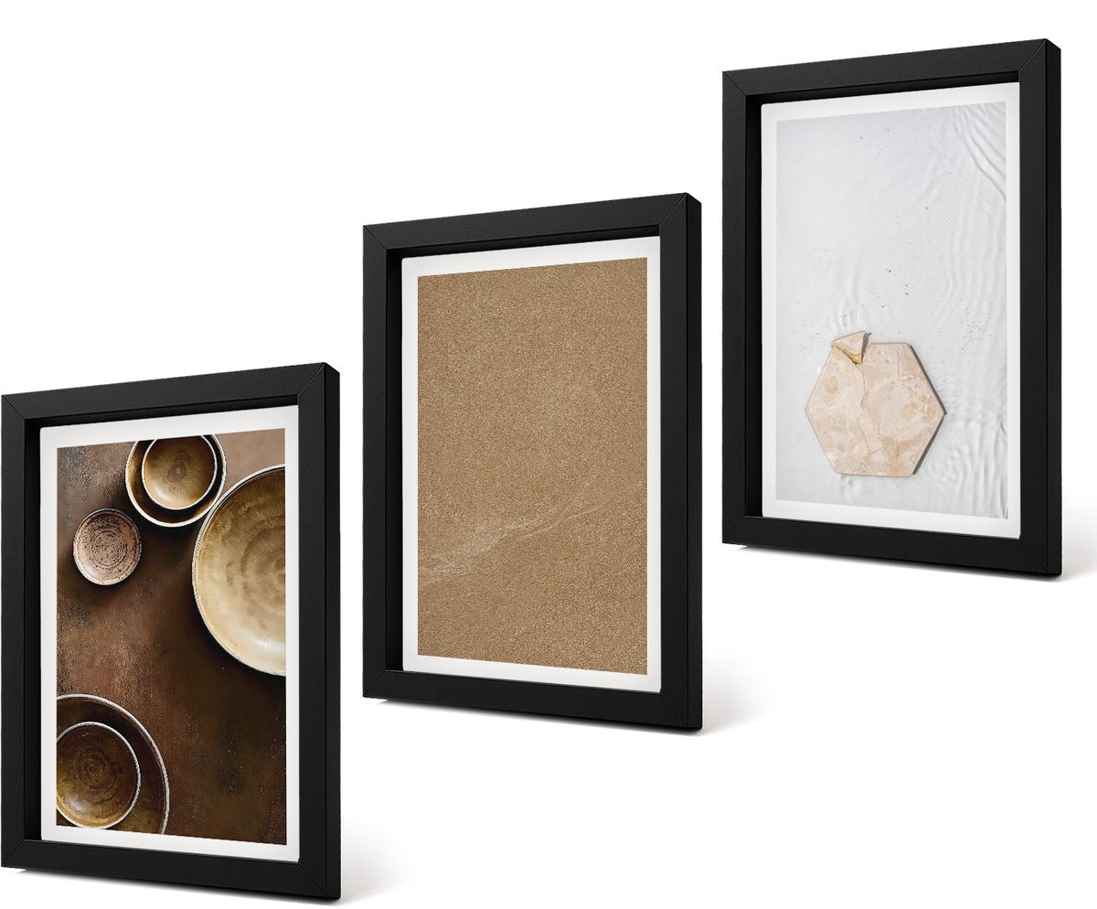 Coloray 4-Delige Schilderij Set - Minimalistische texturen in warme kleuren - 20 x 30 cm - Moderne Wanddecoratie - Woonkamer