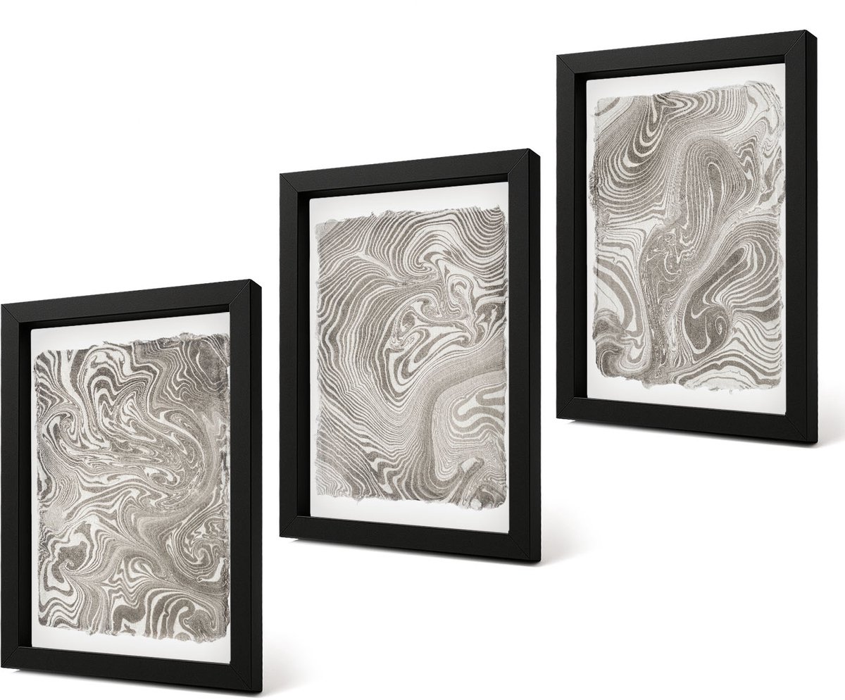 Coloray 4-Delige Schilderij Set - Abstracte schilderkunst met moderne vormen - 20 x 30 cm - Moderne Wanddecoratie - Woonkamer - Decoratieve Schilderijen