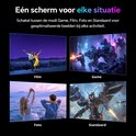 Vier voorbeelden van monitor Modi: Film, Game, Foto en Standaard.