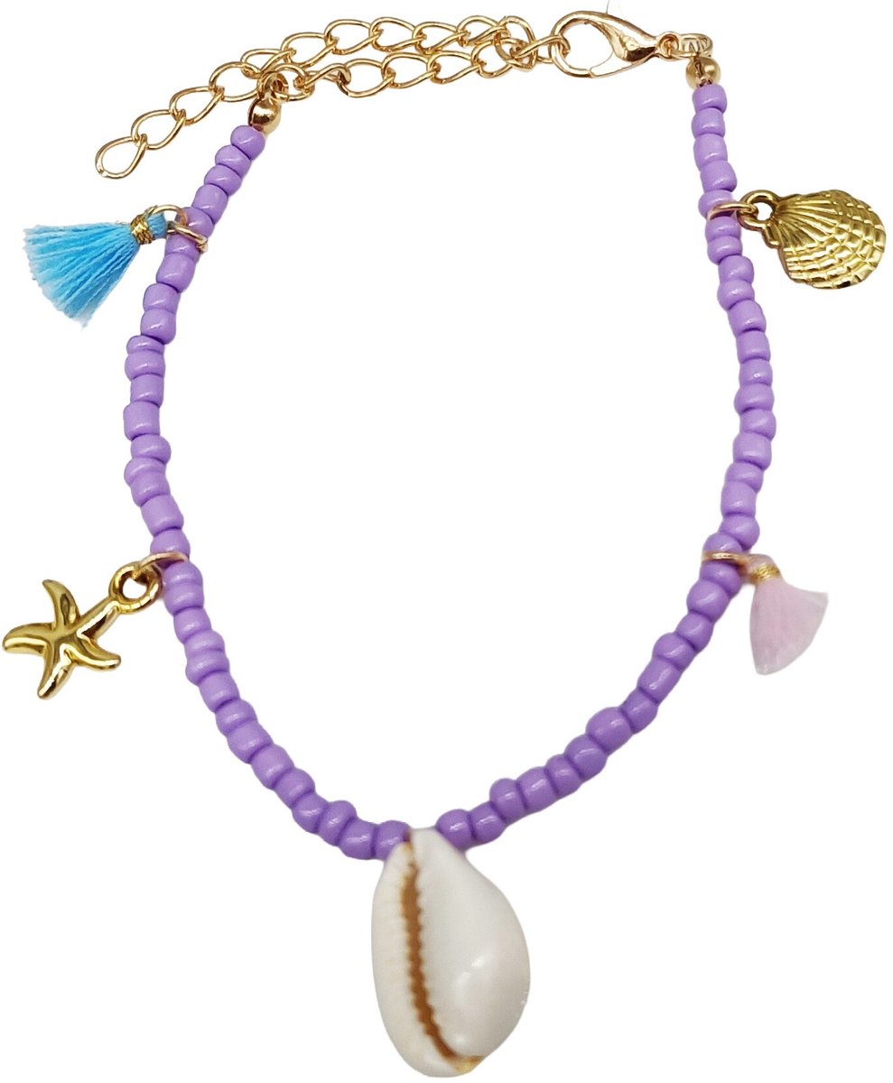 Armband - enkelbandje - paars - verstelbaar 17-24 cm