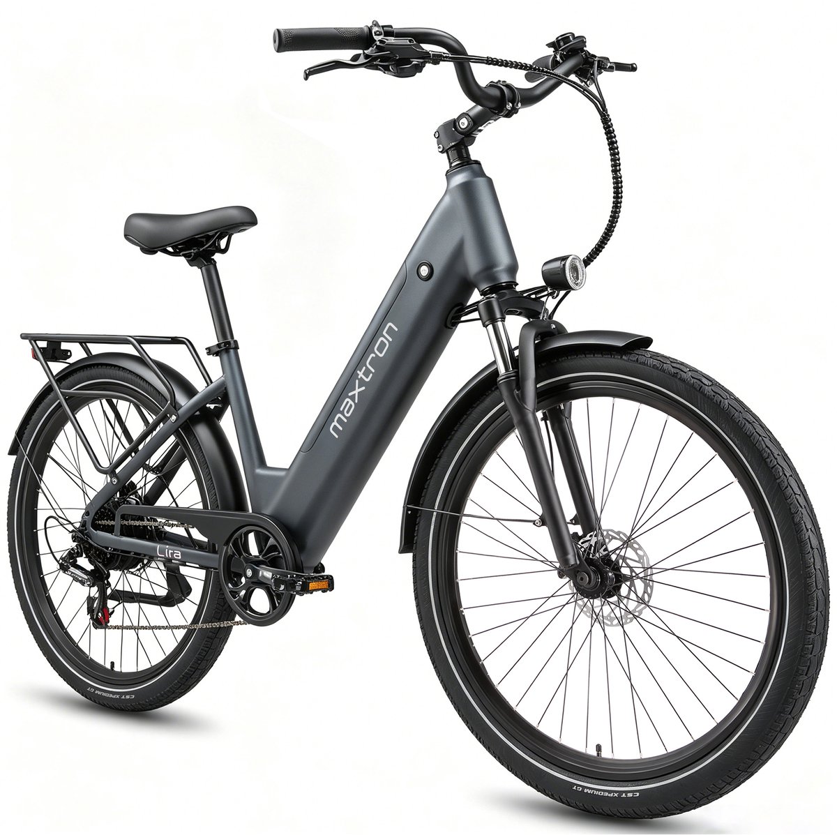 Maxtron Lira Elektrische Fiets - Actieradius tot 140 km - 720Wh Accu met Grote Capaciteit - 28 x 2.0 Inch Banden - Hydraulische Schijfremmen - Shimano 7 Versnellingen - 250W Motor - Met Achterlicht - Max. Belastbaar 120 kg - Grijs