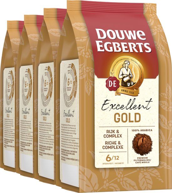 Douwe Egberts Excellent Gold Filterkoffie - Intensiteit 06/12 - 4 x 250 gram