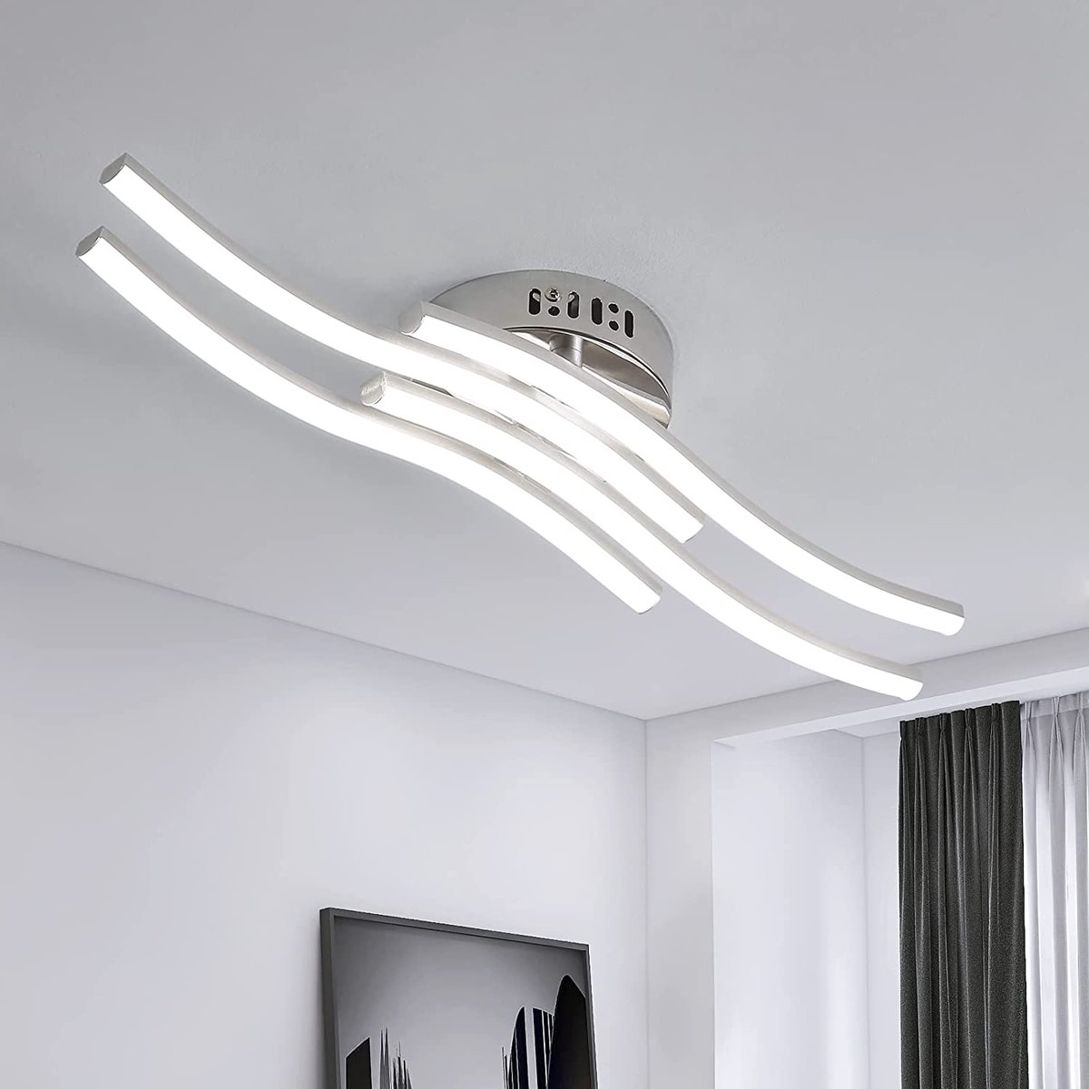 Riserva LED Plafondlamp Modern Design - 24W - 2700 lm - 6500K Koel Wit - Zilver - Design Plafonnière voor Woonkamer, Slaapkamer, Keuken en Eetkamer