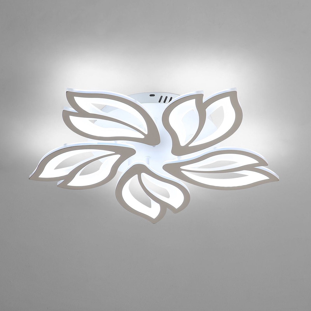 Riserva LED Plafondlamp Bloem Design - 65W - 7200 lm - 6500K Koel Wit - Wit - Moderne Plafonnière voor Woonkamer, Slaapkamer, Keuken en Eetkamer