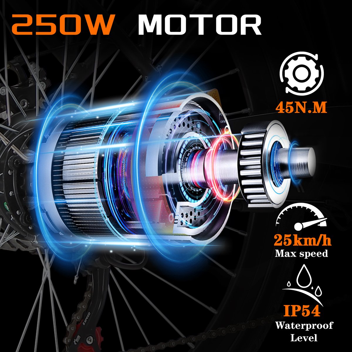 TTGO YY-26ST E-bike - 25 km/u - 26inch - 50km actieradius - 250W motor - 36V14.5Ah accu - 70NM - zwart thumbnail 6