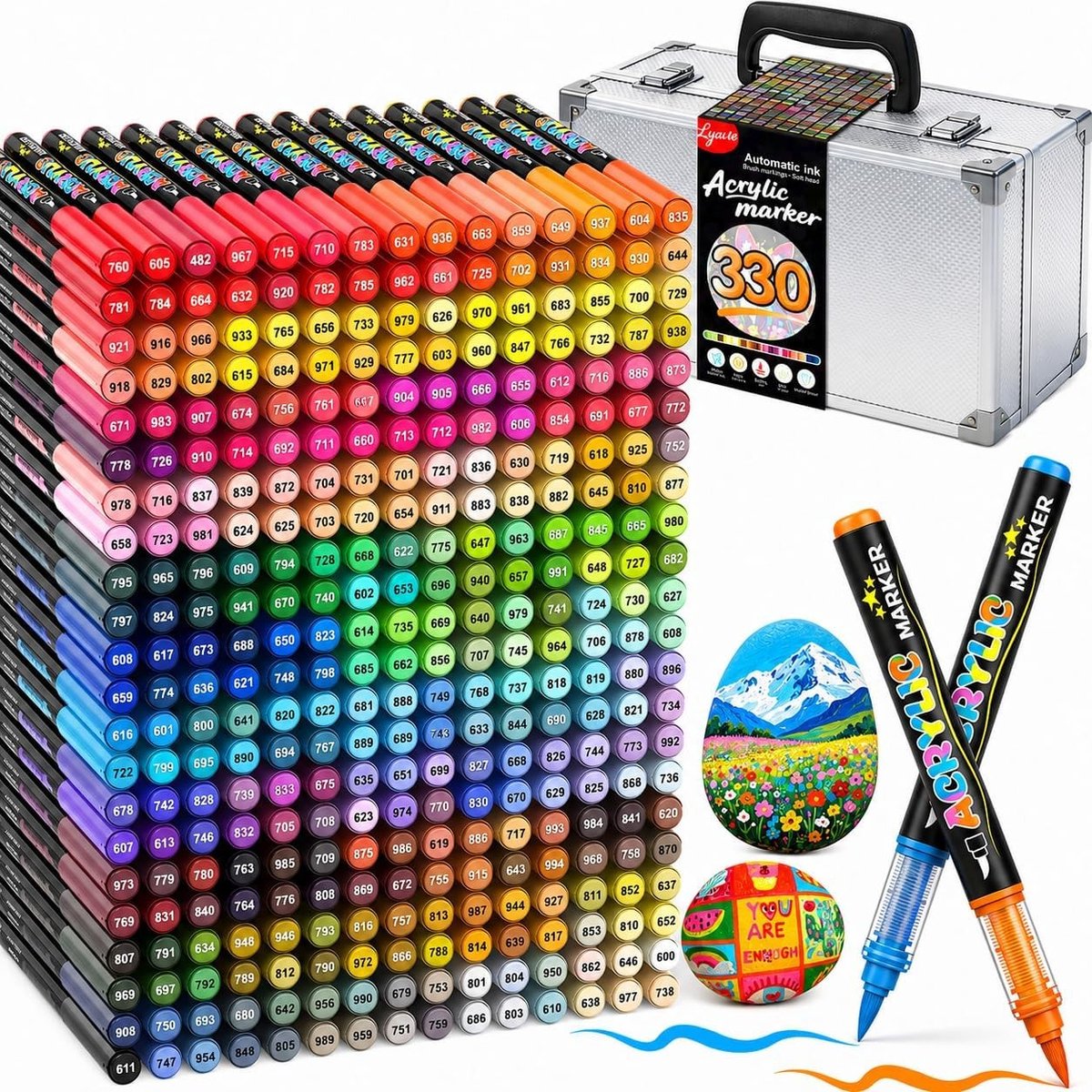 Acrylstiften - Multicolor - 330 Kleuren - Permanent en Waterbasis - Voor Kunstenaars en Creatieve Projecten