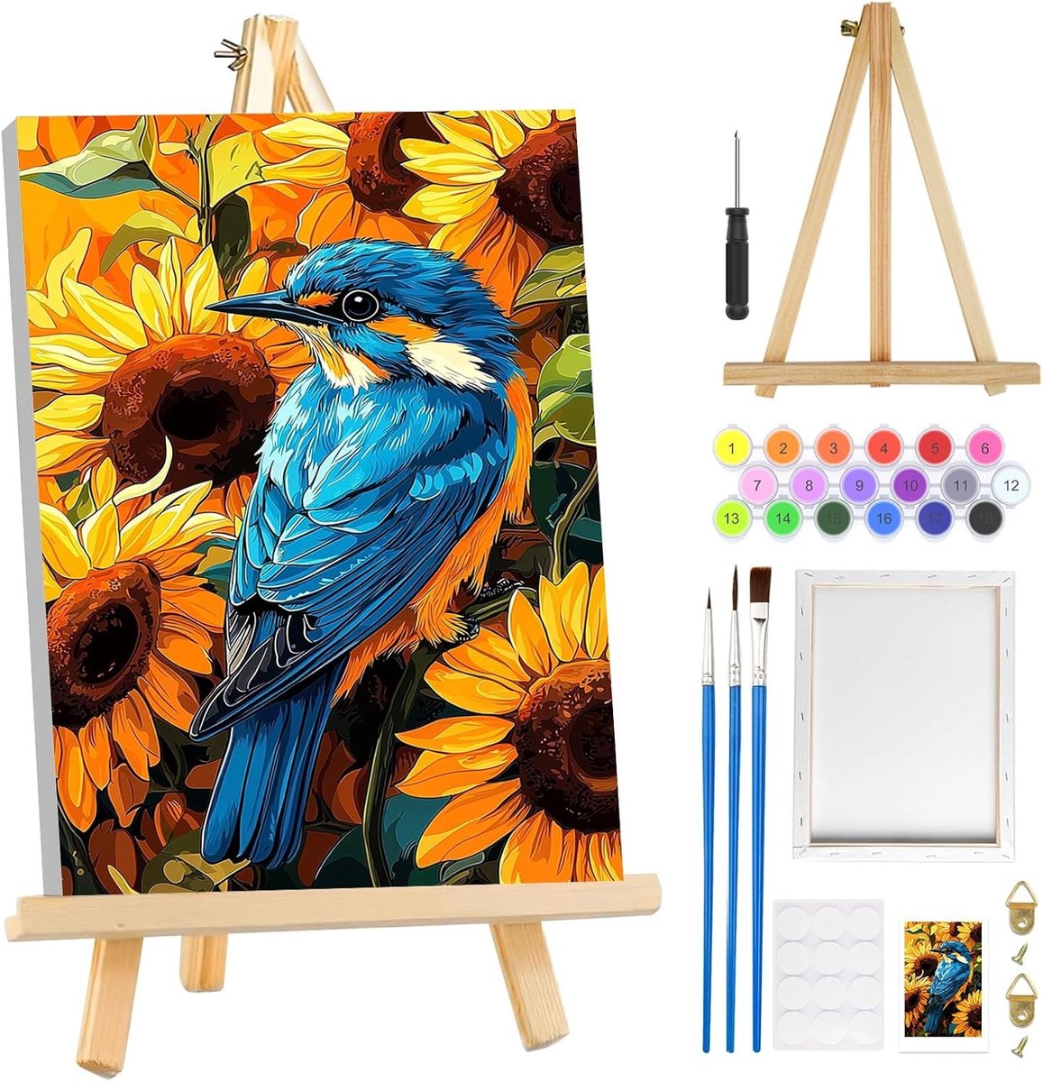 Schilderen op Nummer Set - Canvas met Frame - Inclusief Houten Ezel - Voor Beginners - Voor Volwassenen