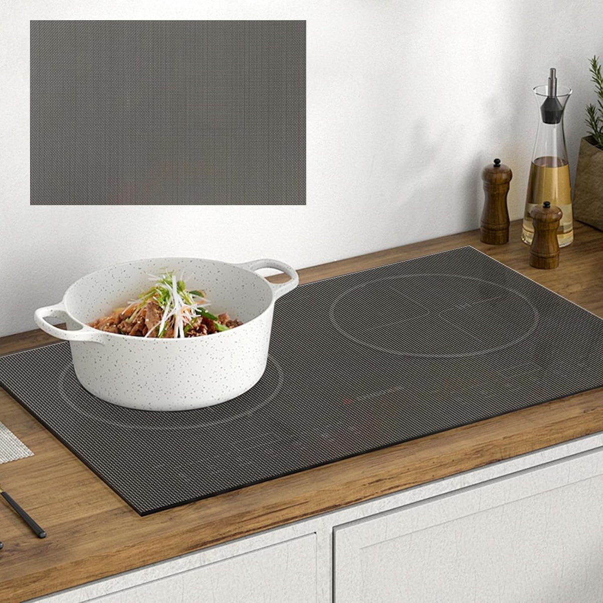 Grote Inductiekookplaat Beschermmat van Silicoon 52 x 80 cm Hittebestendig en Antislip Grijs