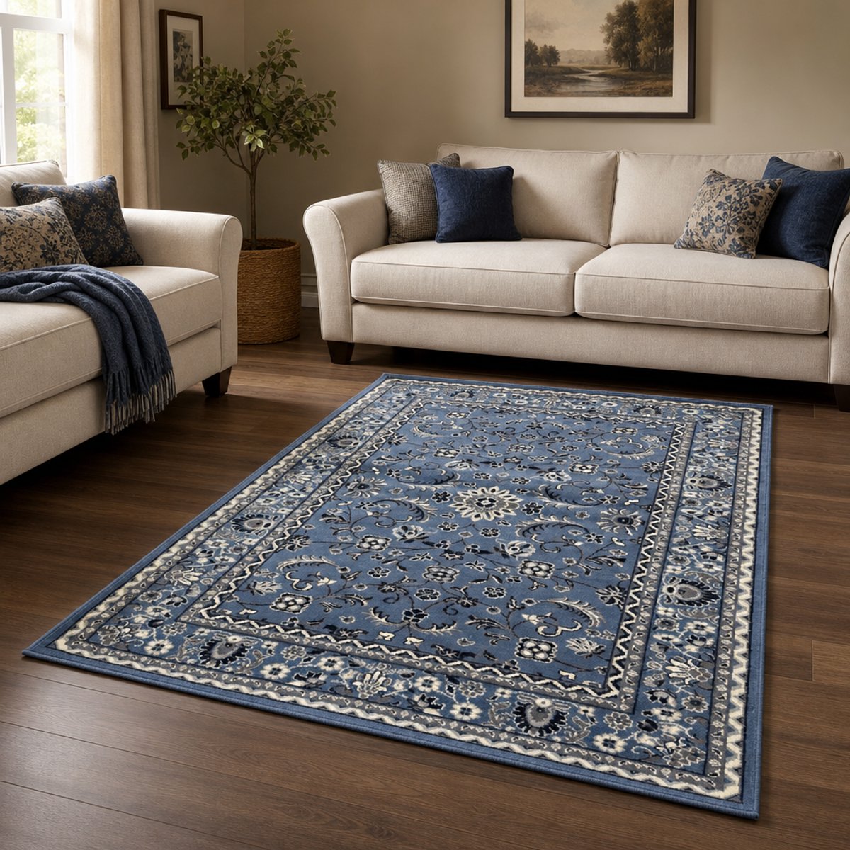 Muratap Nain Klassiek Vintage Oosters Vloerkleed Blauw- 280x380CM