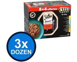 3x Sheba - Sauce Collection Alu Saus Traiteur Sel Multipack (12x85g) - Kattenvoer Natvoer - 1.02 kg