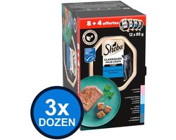 3x Sheba - Classic Alu Pate Vis Sel Multipack (12x85g) - Kattenvoer Natvoer - 1.02 kg