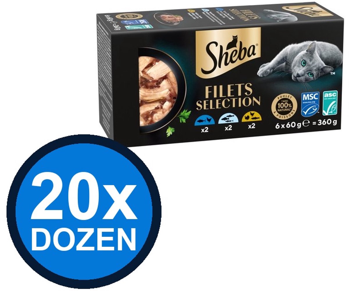 Sheba Sheba - Filets Alu Saus Witte Vis Multipack (6x60g) - Kattenvoer Natvoer - 360 g