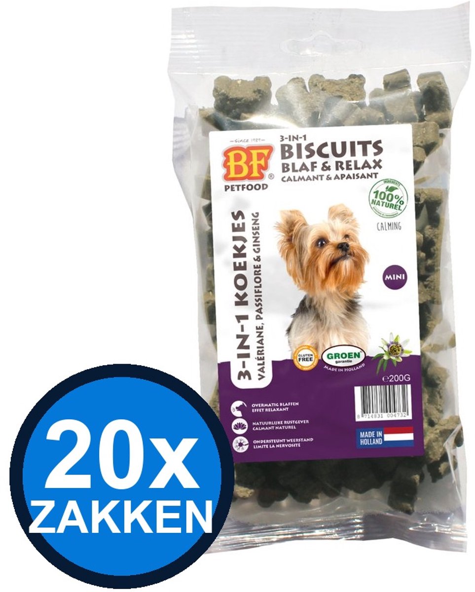 20x Biofood - 3in1 Koekjes Blaf & relax Mini - Hondenvoer Snacks - 200 g