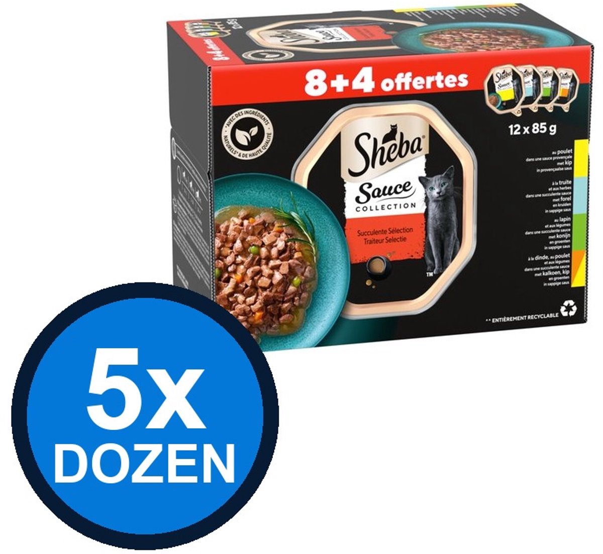 Sheba Sheba - Sauce Collection Alu Saus Traiteur Sel Multipack (12x85g) - Kattenvoer Natvoer - 1.02 kg