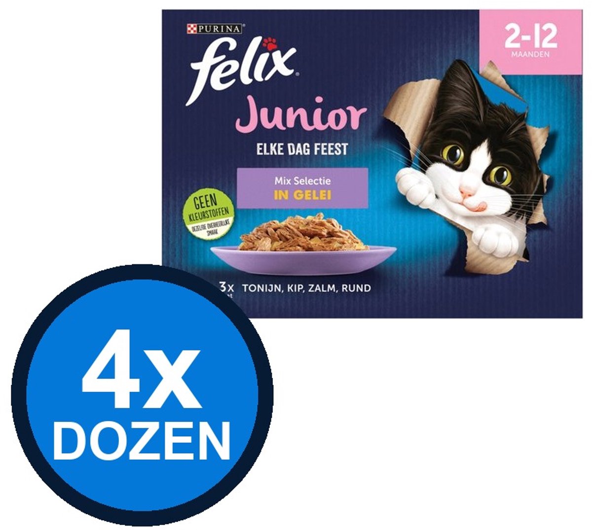 Felix Felix - Elke Dag Feest In Gelei Junior Mix Selectie Multipack - Kattenvoer Natvoer - 1.02 kg