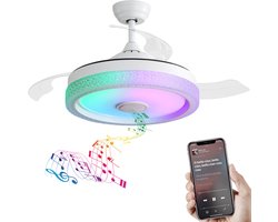 Merdoo plafondventilator met LED verlichting - Ø 107 cm - wit - afstandsbediening - DC motor - 6 snelheden
