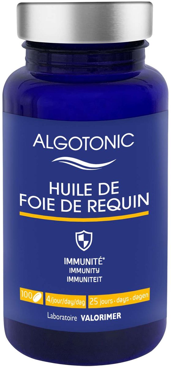 Algotonic Leverolie Van Haaien - 100 Capsules - Voedingssupplement Immuniteit - 400 mg Alkylglycerolen Per Dag - Rijk Aan Vitamine D - XO Proces - Voor Volwassenen