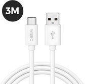 USB-C oplaadkabel 3m – USB-A naar USB-C kabel – geschikt voor iPhone 17/16/15 & Samsung – wit – WiseQ