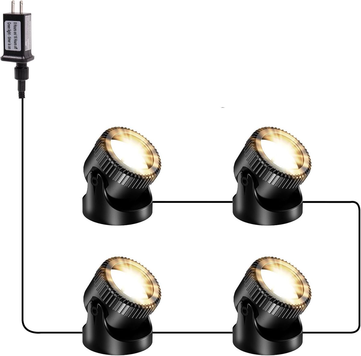 POPOSOAP Vijververlichting-4-in-1 warmwitte onderwater-ledspot-IP68-waterdichte tuinverlichting-dompelspots voor vijver-tuin-terras-fontein-zwembad en waterval[Energieklasse C]