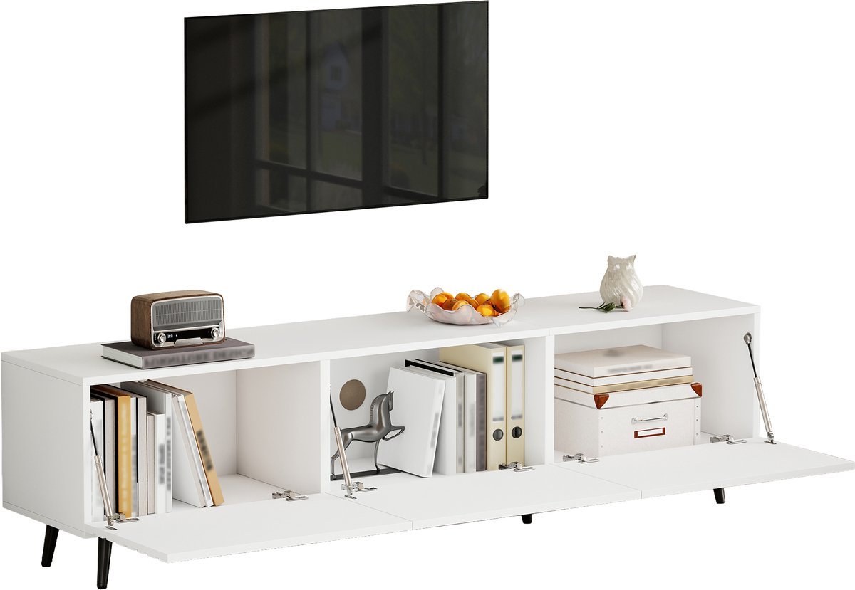 Tv-meubel van 180 x 40 x 48 CM met 3 Draaideuren - Lowboard - TV-Kast - Woonkamermeubel - 