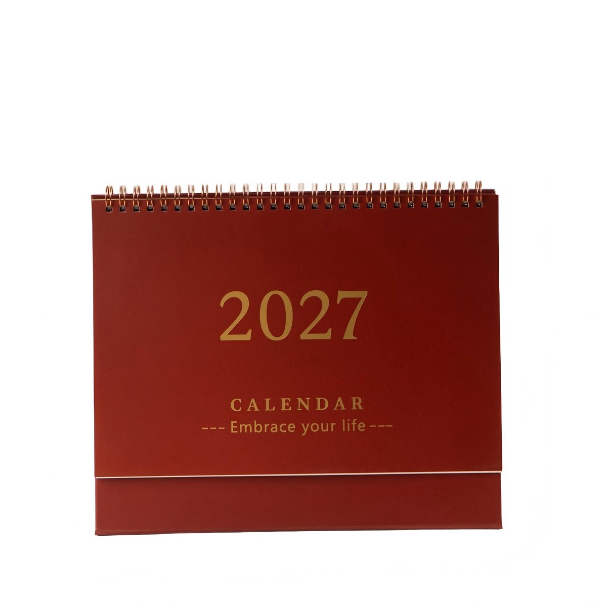 Bureaukalender 2026-2027 – Engelstalige Flipkalender – Bureauplanner met Grote Schrijfruimte – Maandplanner voor Kantoor, Studie en Thuis – Bordeauxrood – 25 × 21 cm – 1 Stuk