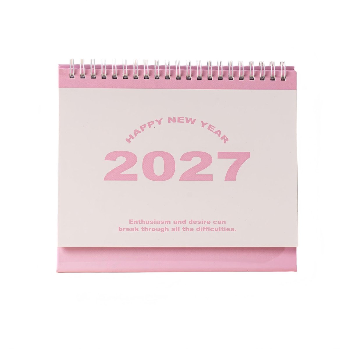 Bureaukalender 2026-2027 – Engelstalige Tafelkalender – Flipkalender met Maandoverzichten – Bureauplanner voor Kantoor, Studie en Thuis – Studenten en Professionals – Roze – 19 × 16 cm – 1 Stuk
