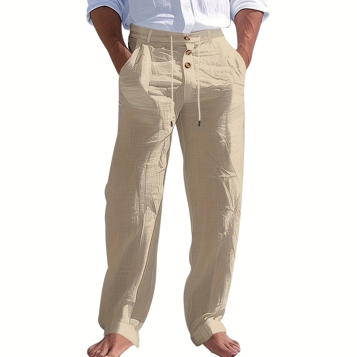 Currero Linnen Broek Heren - Zomerbroek - Volwassenen - Lange Broek - Pantalon - Strandbroek - Zomer - Ibiza Stijl - Khaki S