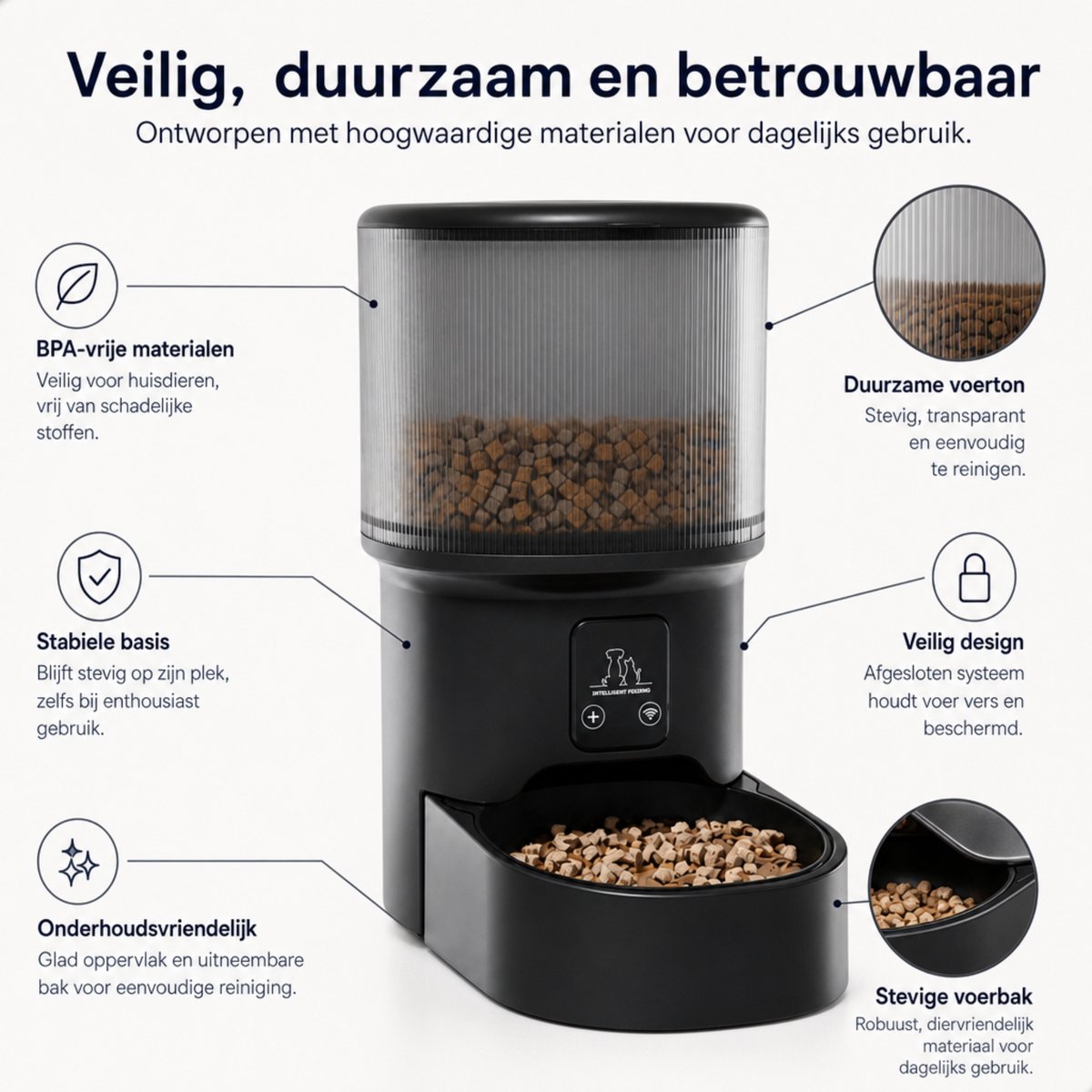 Boncy® Automatische Voerbak 4L - Voerautomaat voor Hond & Kat - Voerdispenser met Smart App WiFi Control - Pet Feeder - Elektrische Voerbakken - Zwart thumbnail 4