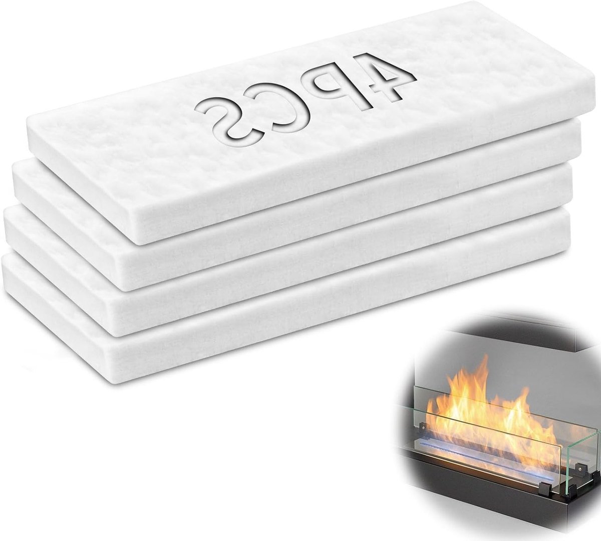 Ceramische Wol Spons 300 x 100 x 25 mm voor Bio-ethanol Kachels - Verlengde Brandduur voor Ethanol Branders en Tafelkachels