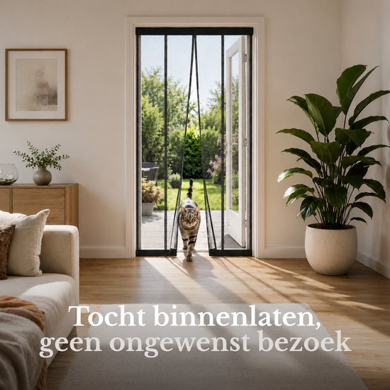 O'DADDY® Vliegengordijn Lamellenhor - 100x260 cm - Deurgordijn - Hordeur - Aanpasbaar Ontwerp - Glasvezel - Deurhor Zwart