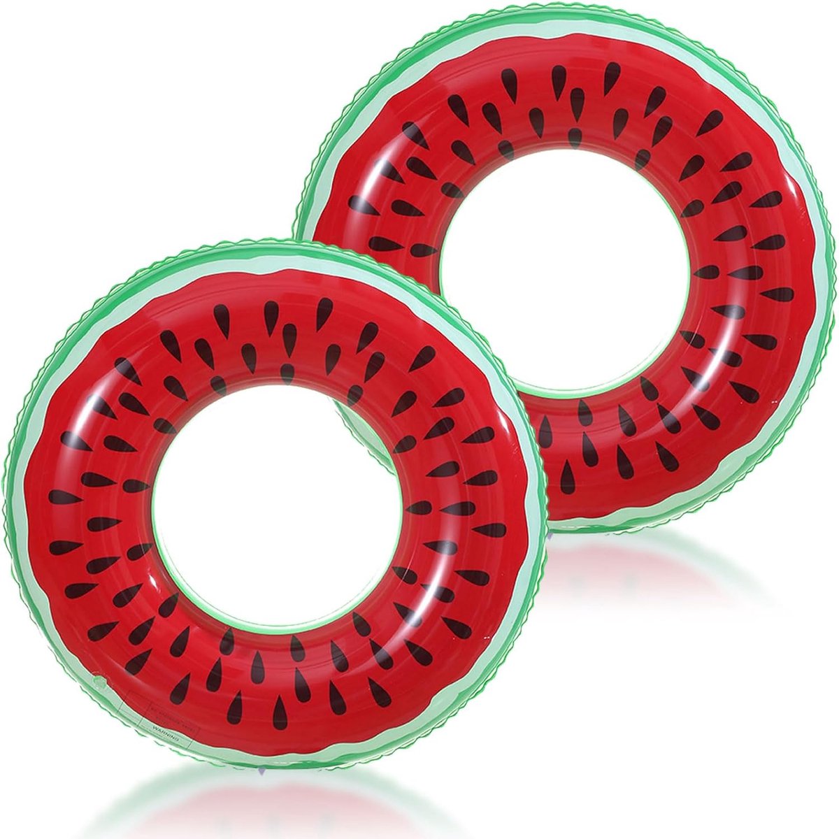 LISM-2-delige watermeloen zwembadmatras, leuk opblaasbaar rond ontwerp, realistisch fruit decoratief speelgoed Geschikt voor zwembadfeestjes, zomerstrand