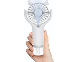 LISM-Draagbare vernevelingsventilator, mini stille handventilator Geschikt voor op het bureau, oplaadbare handventilator via USB, Geschikt voor thuis, op kantoor en op reis (wit).