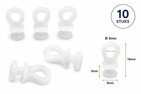 FSW-Products - 10 Stuks - Gordijnrunners - Gordijn Runner - Gordijnhaken - Gordijnringen - Gordijnglijders - Glijders - Gordijnen - Wit - Gordijnband