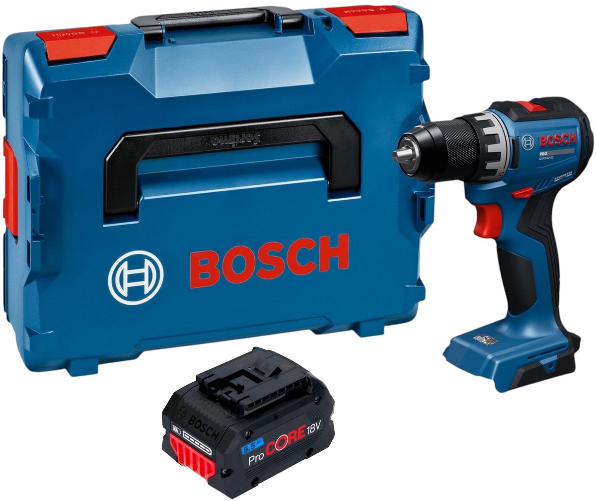Bosch GSR 18V-52 Professional accuboormachine 18 V 70 Nm borstelloos + 1x ProCORE-accu 5,5 Ah + L-Boxx - zonder oplader