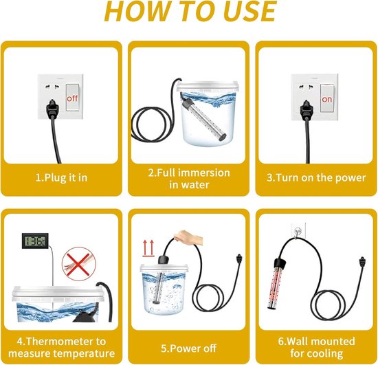 Elektrische Dompelverwarmer - 2000W - Dompelaar - Snelwaterverwarmer - Slimme timer - Waterverwarmer - Zwembadwaterverwarmer - Reisdompelaar - Draagbare - Veilig & Duurzaam - Voor Bad, Emmer & Voetenbad - Automatische veiligheidsuitschakeling — afbeelding 5